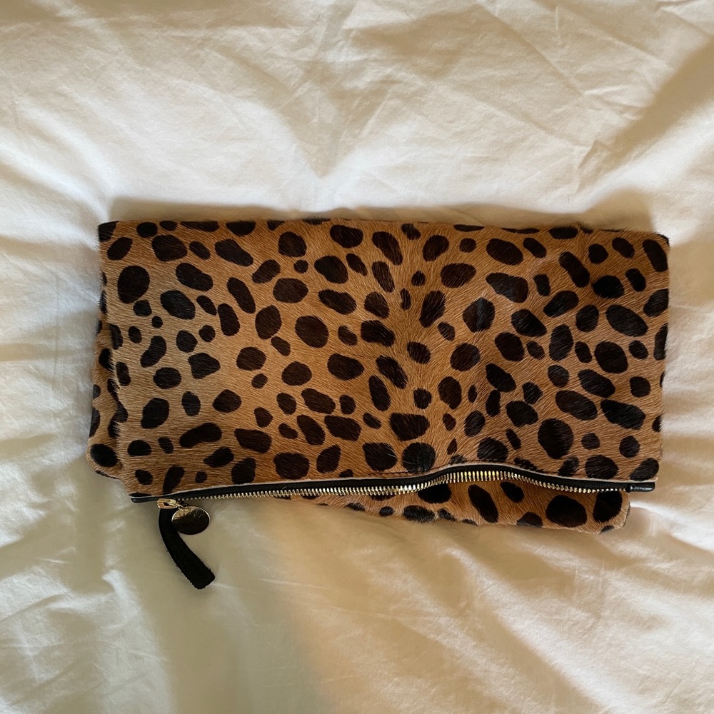 Clare vivier leopard clutch